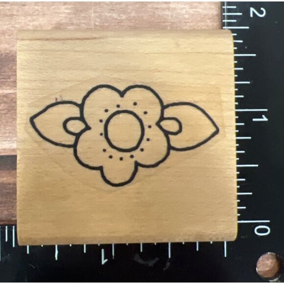 Wood Mounted Rubber Stamp By Azadi Stamp Design 2000 Flower Floral AE290C - Picture 1 of 4